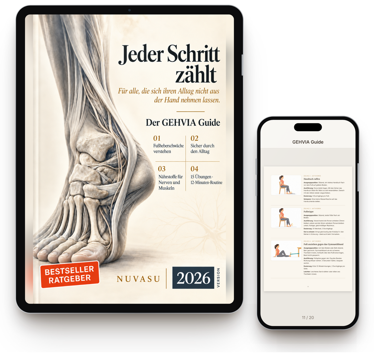 7-Tage-Mobility-Plan „Jeder Schritt zählt.“ als digitaler Guide auf Tablet und Handy